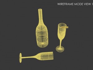 glass and bottle 3D Model