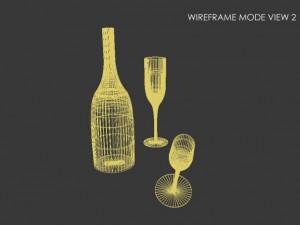 glass and bottle 3D Model