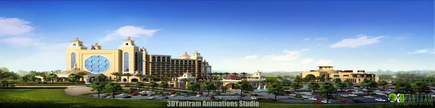 hotel bird view exterior design 3D Model .c4d .max .obj .3ds .fbx .stl .blend 