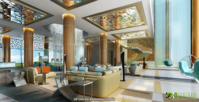 interior hotel  resort lobby Modèle 3D .c4d .max .obj .3ds .fbx .stl .blend 