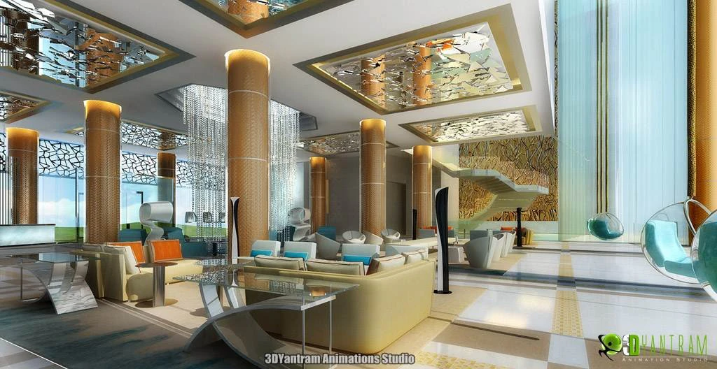 interior hotel  resort lobby 3D Model .c4d .max .obj .3ds .fbx .stl .blend 