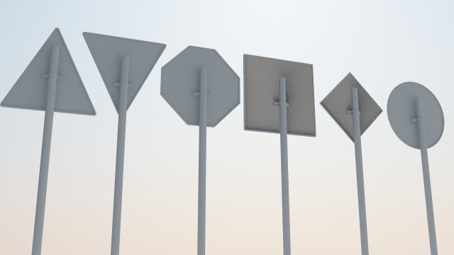 6 road signs v1 3D Model .c4d .max .obj .3ds .fbx .stl .blend 