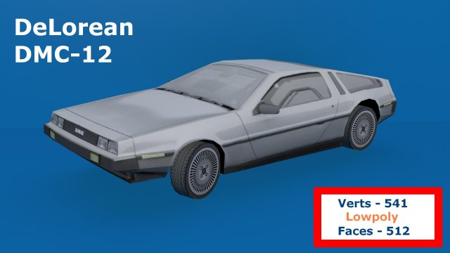delorean dmc-12 lowpoly Modèle 3D .c4d .max .obj .3ds .fbx .stl .blend 