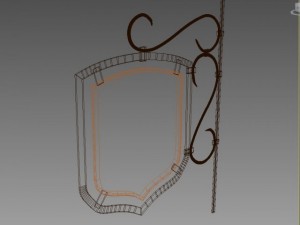 wooden banner version 2 Model 3D