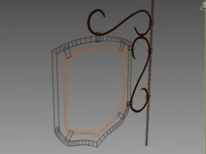 wooden banner version 2 3D Model