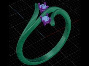 2 stone elegant ring 3D Model