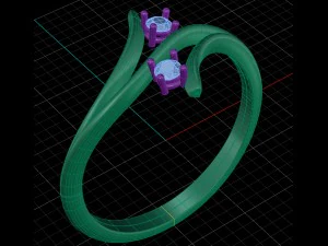 2 stone elegant ring 3D Model