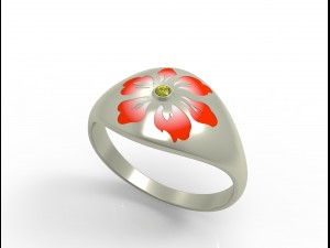 flower ring enamel 001 Model 3D