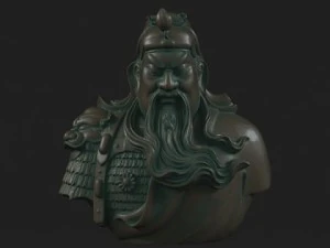 관우 머리 조각상 3D 모델