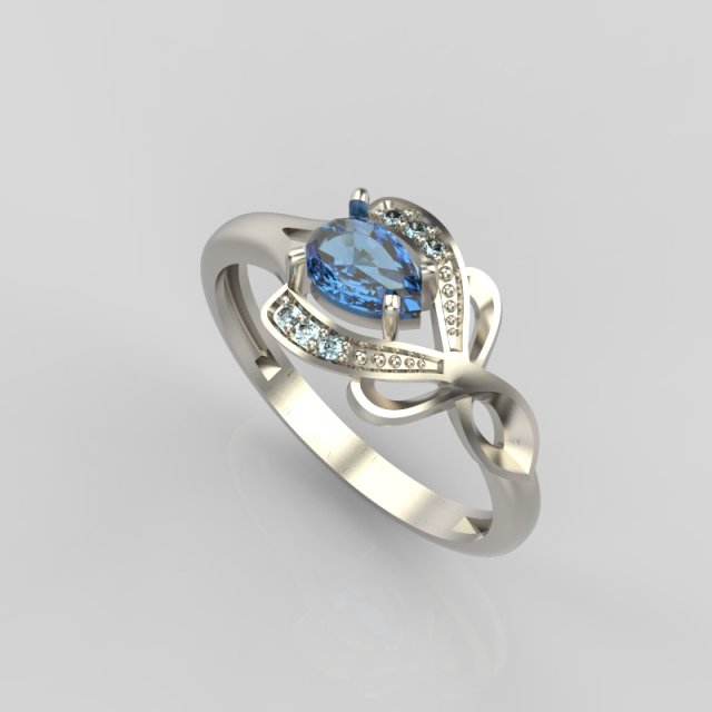 design ring with sapphires and diamonds Modelo de Impressão 3D .c4d .max .obj .3ds .fbx .stl .blend 