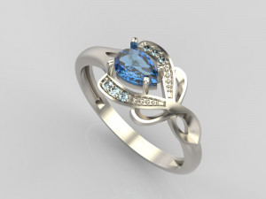 design ring with sapphires and diamonds Modello di stampa 3D
