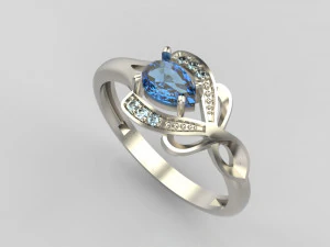 дизайнерское кольцо с сапфирами и бриллиантами 3D Принт Модель