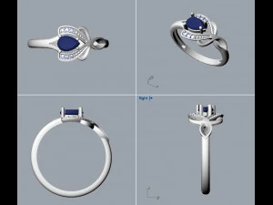 design ring with sapphires and diamonds 3D Print Model
