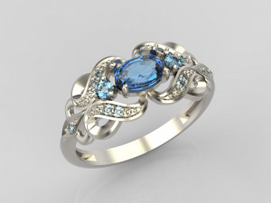 ring with sapphires and diamonds Modello di stampa 3D