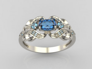 ring with sapphires and diamonds 3Dプリントモデル