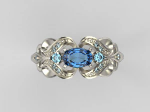 ring with sapphires and diamonds 3D Print Model