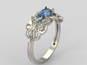 ring with sapphires and diamonds 3Dプリントモデル