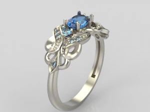 ring with sapphires and diamonds 3D Print Model