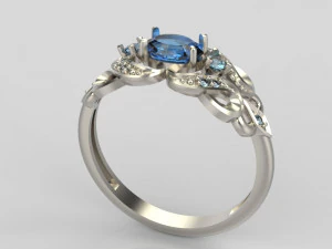 ring with sapphires and diamonds 3D Print Model