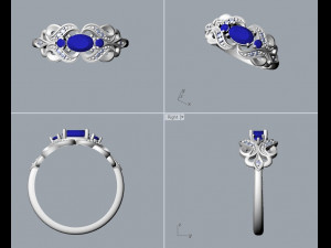 ring with sapphires and diamonds 3Dプリントモデル
