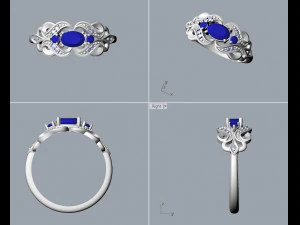 ring with sapphires and diamonds 3D Print Model
