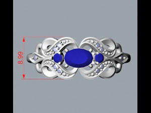 ring with sapphires and diamonds 3D Print Model