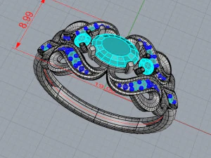 ring with sapphires and diamonds 3D Print Model