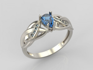 ring with sapphire and diamonds Modello di stampa 3D