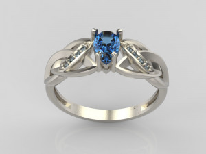 ring with sapphire and diamonds 3D Print Model