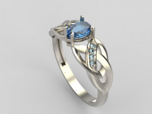 ring with sapphire and diamonds 3D Print Model