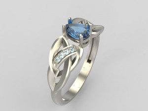 ring with sapphire and diamonds 3D Print Model