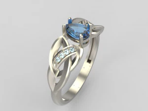 ring with sapphire and diamonds 3D Print Model
