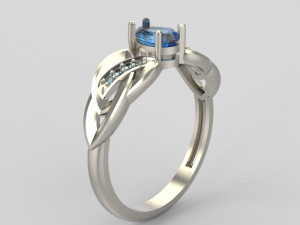 ring with sapphire and diamonds 3D Print Model