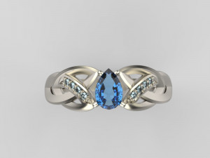 ring with sapphire and diamonds 3D Print Model