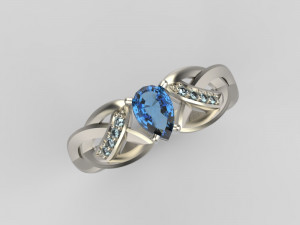 ring with sapphire and diamonds 3D Print Model
