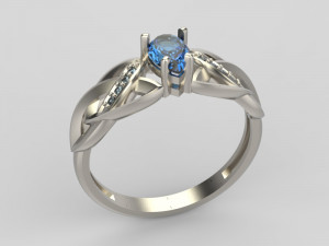 ring with sapphire and diamonds 3D Print Model