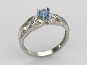 ring with sapphire and diamonds 3D Print Model