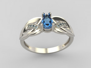 ring with sapphire and diamonds 3D Print Model