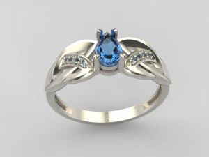 ring with sapphire and diamonds 3D Print Model