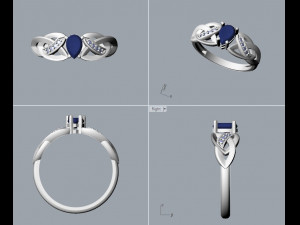 ring with sapphire and diamonds 3D Print Model