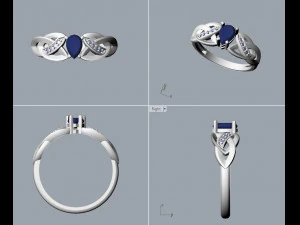 ring with sapphire and diamonds 3D Print Model