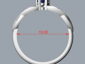 ring with sapphire and diamonds 3D Print Model