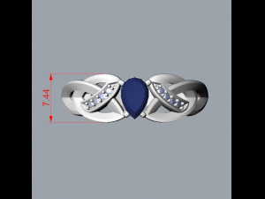 ring with sapphire and diamonds 3D Print Model