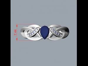 ring with sapphire and diamonds 3D Print Model