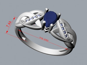 ring with sapphire and diamonds 3D Print Model