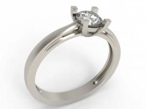 классическое кольцо с бриллиантом 3D Принт Модель