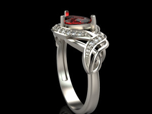 ring with pear ruby and diamonds design 3D Print Model