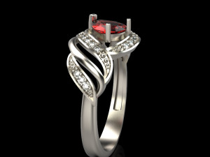 ring with pear ruby and diamonds design 3D Print Model