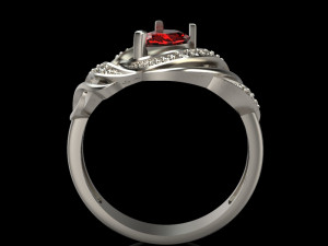 ring with pear ruby and diamonds design 3D Print Model