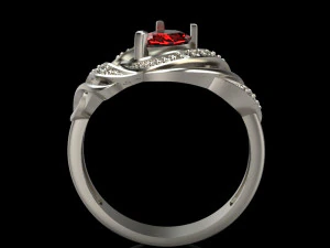 ring with pear ruby and diamonds design 3D Print Model
